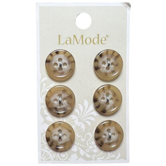 La Mode Tortoise Shell Brown Marbled Buttons Blumenthal 6 Count - Picture 1 of 3